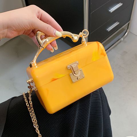 Women's Small Arylic Gradient Color Streetwear Square Lock Clasp Handbag