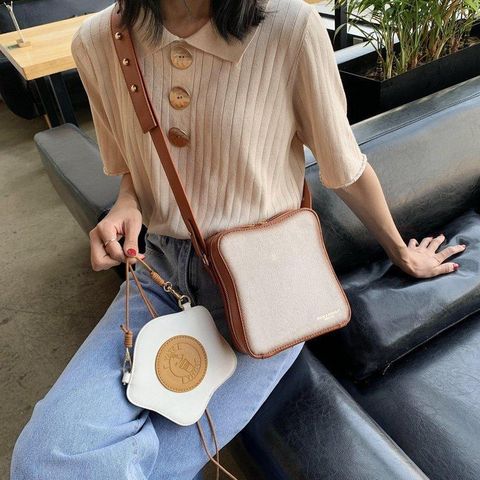 Women's Small Pu Leather Bread Egg Cute Zipper Crossbody Bag