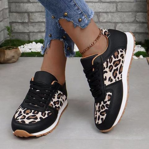 Women's Vintage Style Leopard Round Toe Sports Shoes