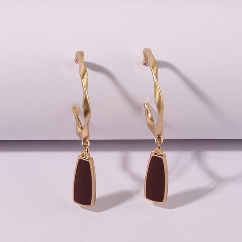 1 Pair IG Style Nordic Style French Style Geometric Enamel Metal Gold Plated Drop Earrings