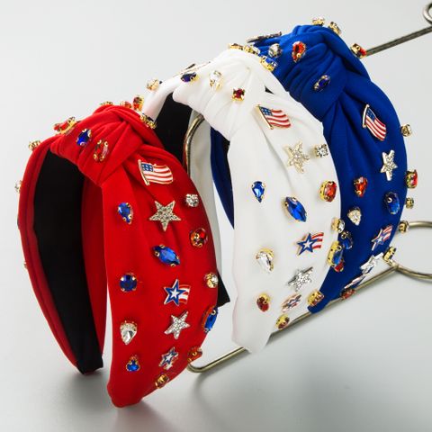 Women's Casual Simple Style National Flag Alloy Cloth Inlay Rhinestones Hair Band