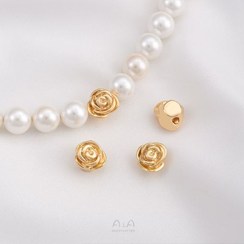 1 Stück Durchmesser 10mm Kupfer 14 Karat Vergoldet Blume Poliert Perlen