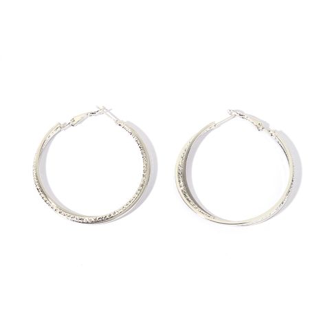 1 Pair Exaggerated Simple Style Circle Metal Rhodium Plated Earrings