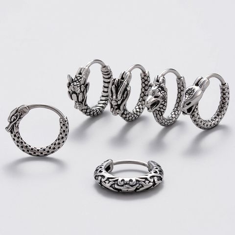 1 Piece Vintage Style Simple Style Snake Dragon Stainless Steel Ear Studs