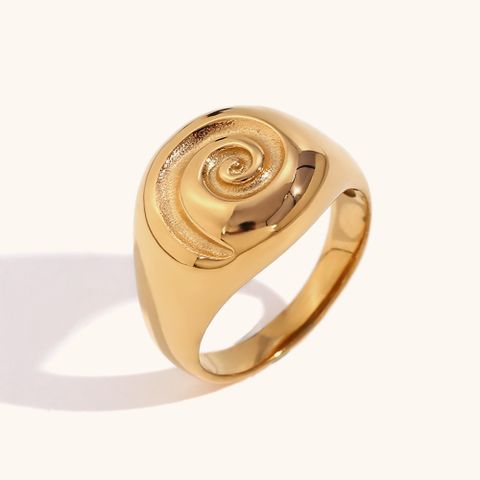 Stainless Steel 18K Gold Plated Casual Retro Swirl Pattern Rings