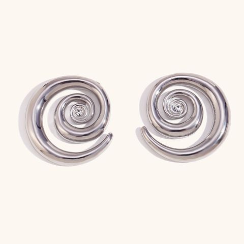 1 Pair Simple Style Commute Circle Lines Plating Stainless Steel Zircon 18K Gold Plated Ear Studs