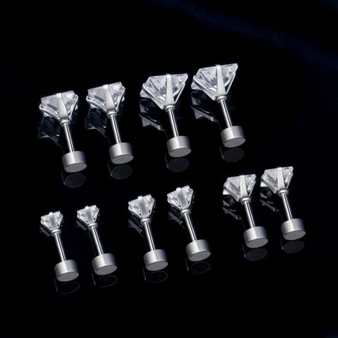 5 Pairs Simple Style Square Plating 304 Stainless Steel Zircon 18K Gold Plated Ear Studs