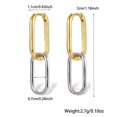 1 Pair Casual Vacation Color Block Sterling Silver White Gold Plated Hoop Earrings