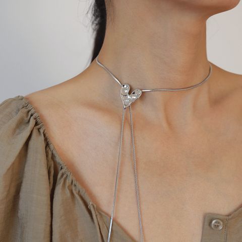 Copper Elegant Simple Style Heart Shape Plating Pendant Necklace