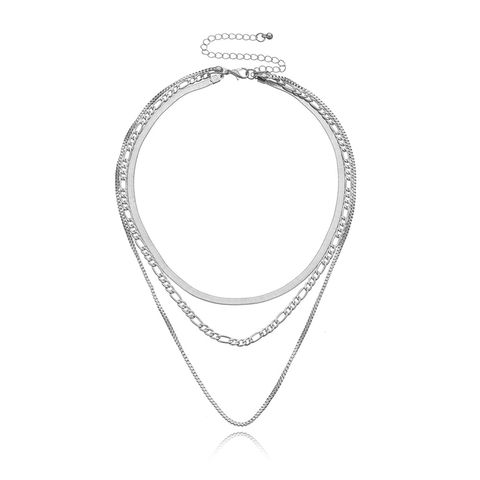 Hip-Hop Simple Style Geometric Alloy Women's Three Layer Necklace