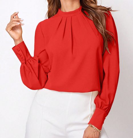 Women's Blouse Long Sleeve Blouses British Style Solid Color