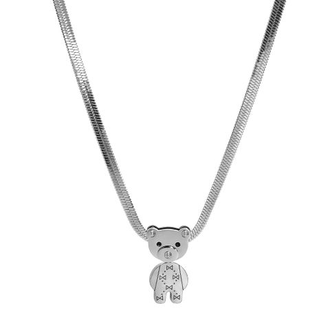 304 Stainless Steel Casual Simple Style Polishing Little Bear Zircon Pendant Necklace