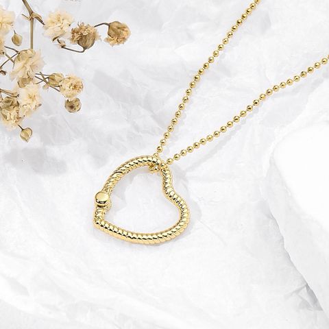 Copper 18K Gold Plated Simple Style Classic Style Plating Heart Shape Pendant Necklace