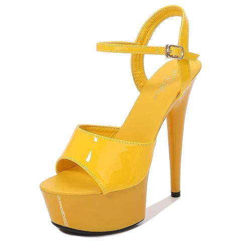 Women's Sexy Solid Color Round Toe High Heel Sandals