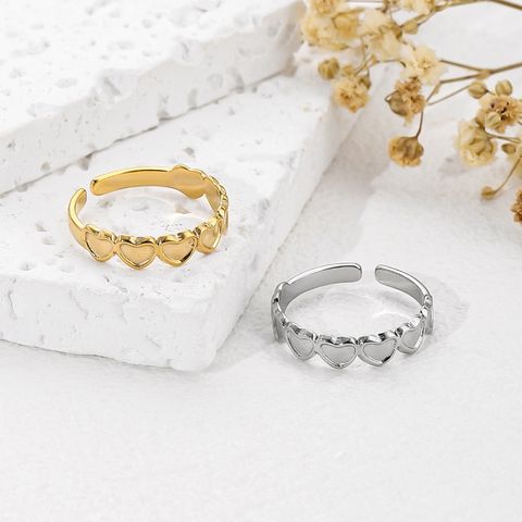 304 Stainless Steel IG Style Simple Style Heart Shape Open Rings