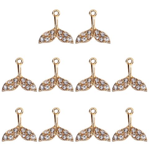 20 PCS/Package 15 * 16mm 18 * 15mm Alloy Rhinestones Planet Fish Tail Polished Pendant
