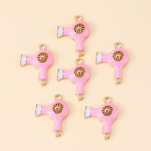 Creative Oil Dripping Pink Hair Dryer Pendant Alloy Decoration Accessories Diy Bracelet Keychain Pendant Material Wholesale
