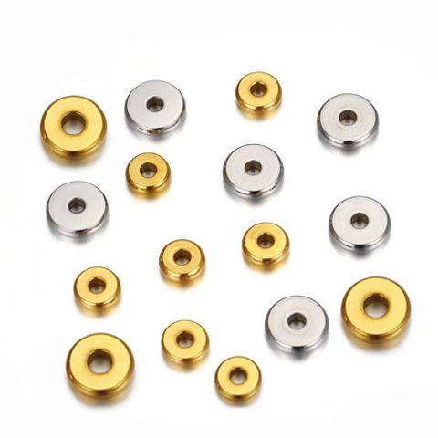 20 PCS/Package Diameter 3mm Diameter 4mm Diameter 5mm Hole 1~1.9mm Hole 2~2.9mm 304 Stainless Steel 18K Gold Plated Solid Color Polished Spacer Bars