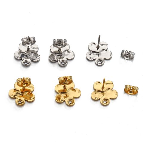 10 PCS/Package Diameter 12mm Hole 1~1.9mm Stainless Steel 18K Gold Plated Flower Polished Hook Earring Findings
