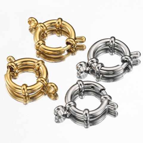 4 Pieces Per Pack Diameter 10mm Diameter 12mm Diameter 14mm Stainless Steel Solid Color Polished Jewelry Buckle