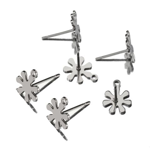 10 PCS/Package Diameter 12mm Hole 1~1.9mm Stainless Steel Flower Polished Earring Findings