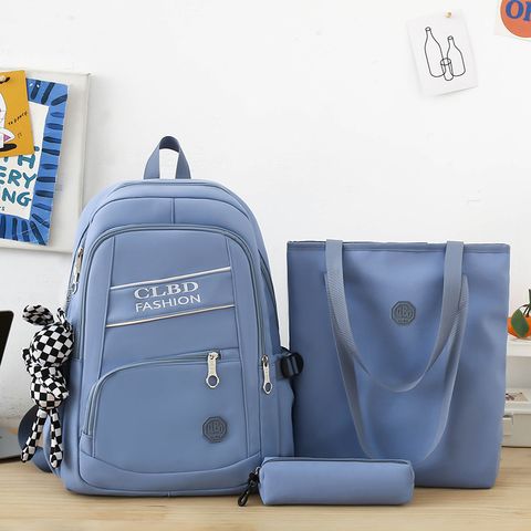 Unisex Nylon Letter Solid Color Preppy Style Sports Square Zipper Fashion Backpack