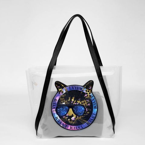Women's Medium PVC Jaguar Vacation Beach Square Zipper Bag Sets Jelly Bag