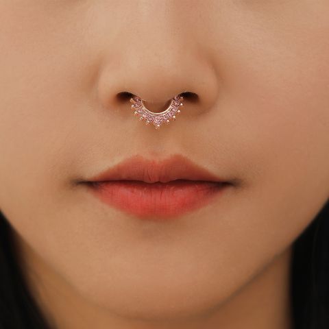 1 Piece Nose Rings & Studs Simple Style Classic Style Color Block Copper Inlay Rhinestones Nose Rings & Studs