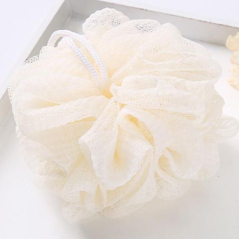 Retro Solid Color Flower Pe Bath Ball/mesh Sponge