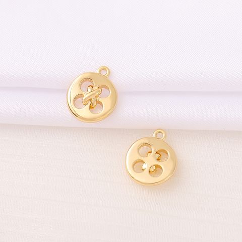 1 Piece Diameter 11mm Copper 18K Gold Plated Round Polished Pendant
