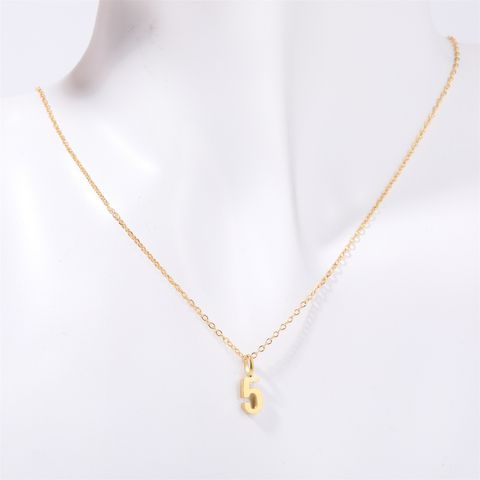 201 Stainless Steel 304 Stainless Steel Titanium Steel Gold Plated Simple Style Plating Number Pendant Necklace