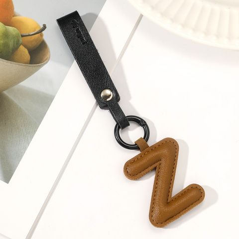 Basic Letter Pu Leather Unisex Bag Pendant Keychain