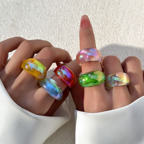 Wholesale Jewelry Sweet Solid Color Plastic Resin Rings