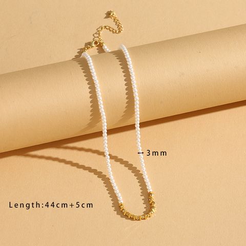 Elegant Simple Style Geometric Glass Pearl Black Pointed Gold Beaded 18K Gold Plated Women's Necklace