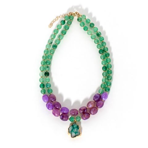 Retro Exaggerated Color Block Resin Beaded Women's Layered Necklaces