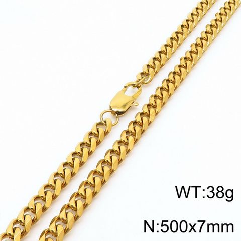 Stainless Steel Titanium Steel 18K Gold Plated Hip-Hop Solid Color Bracelets Necklace