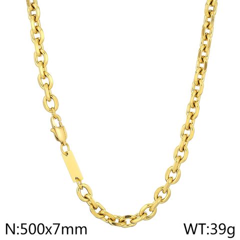 Stainless Steel 18K Gold Plated Hip-Hop Solid Color Bracelets Necklace
