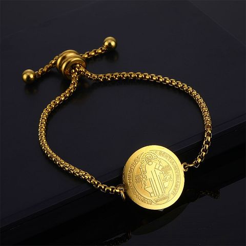 Stainless Steel 18K Gold Plated Simple Style Artistic Human Religion Cutting Bracelets