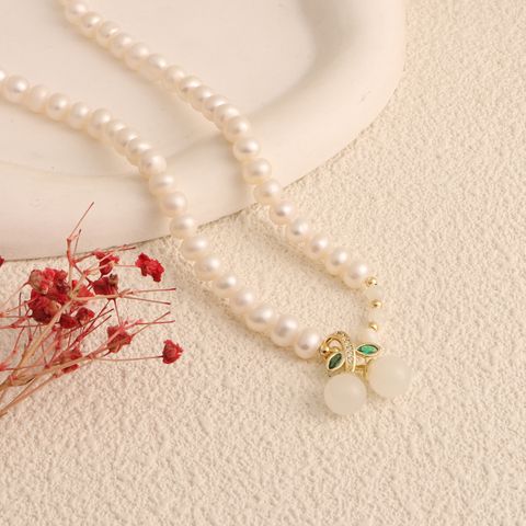 Simple Style Geometric Leaf Smiley Face Alloy Pearl Necklace 1 Piece
