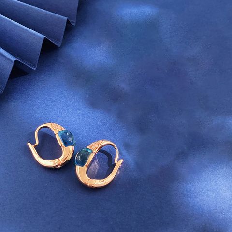 1 Pair Simple Style Commute Geometric Inlay Copper Zircon 18K Gold Plated Earrings