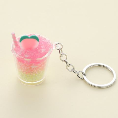 Retro Romantic Pastoral Ice Cream Cup Peach Alloy Bag Pendant Keychain