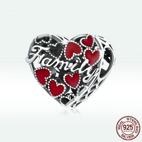 Aifule Original Warm Family Love Sterling Silver S925 Beads Temperature-Sensitive Color-Changing Red Drop Oil Heart-Shaped Beads