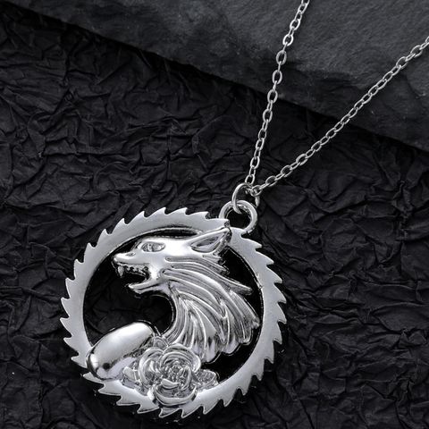 Hip-Hop Rock Cool Style Wolf Rose Stainless Steel Alloy Unisex Pendant Necklace