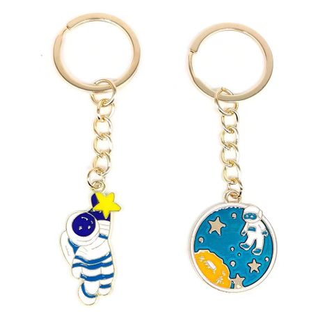 IG Style Simple Style Earth Astronaut Alloy Enamel Gold Plated Bag Pendant Keychain