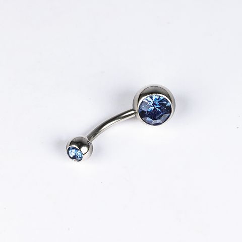 1 Piece Belly Rings Simple Style Color Block Stainless Steel Polishing Inlay Diamond Belly Rings