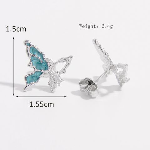 1 Pair Elegant Cute Lady Star Butterfly Plating Inlay Sterling Silver Zircon White Gold Plated Ear Studs