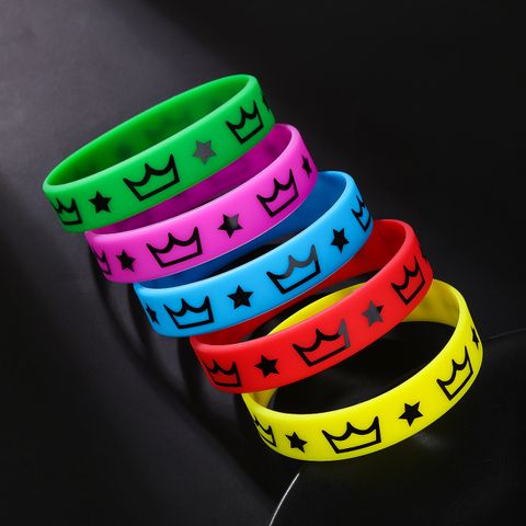 Hip-Hop Simple Style Crown Silica Gel Wholesale Wristband