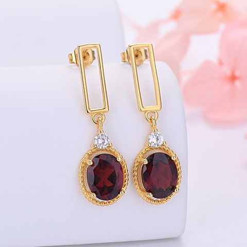 Simple Style Classic Style Solid Color Sterling Silver Inlay Zircon Drop Earrings 1 Pair