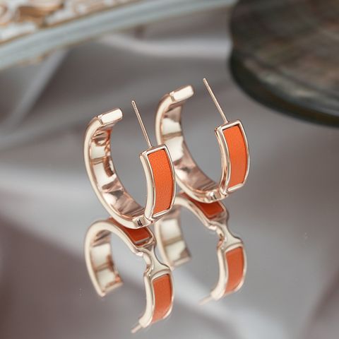 Sweet Geometric Pu Leather Copper Plating Women's Earrings 1 Pair