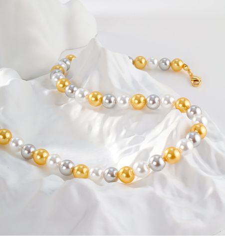 Casual Elegant Geometric Imitation Pearl Copper Women's Necklace 1 Piece
